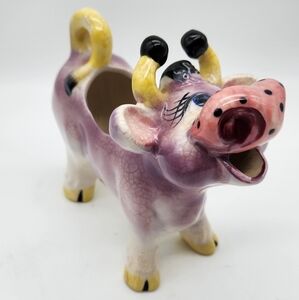 Vntg Numbered THAMES Japan Purple Cow Creamer Hand-Painted Ceramic Collectible